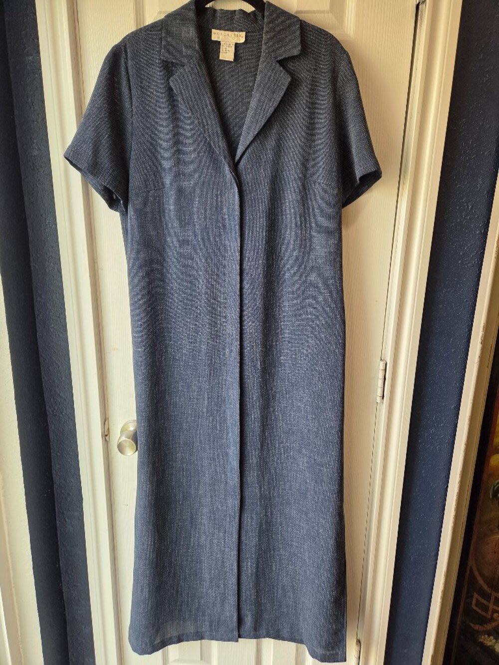 DONCASTER Navy Women's Button Front Shirt Dress Midi 12 Preppy